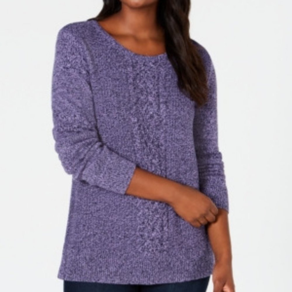 𝅺karen Scott Cable Knit Panel Sweater
